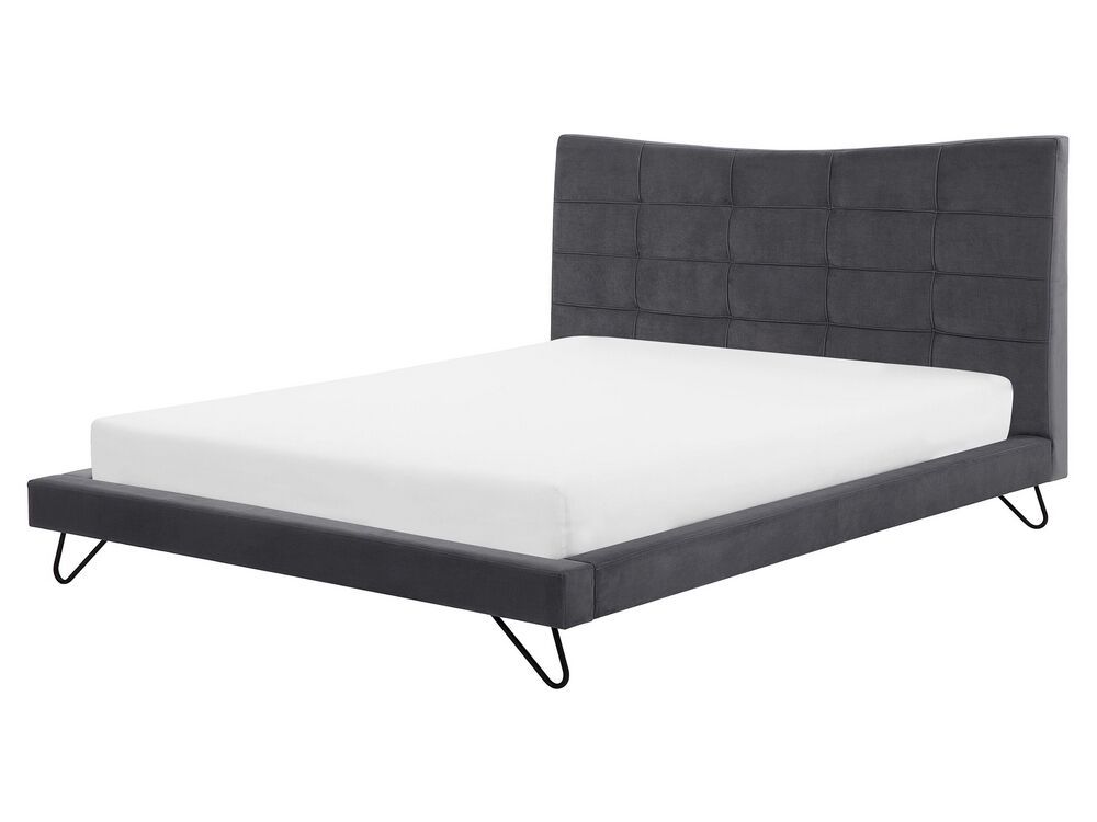 Beliani Zamatová posteľ 160 x 200 cm sivá LANNION